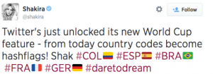 Shakira tweet on hashflags